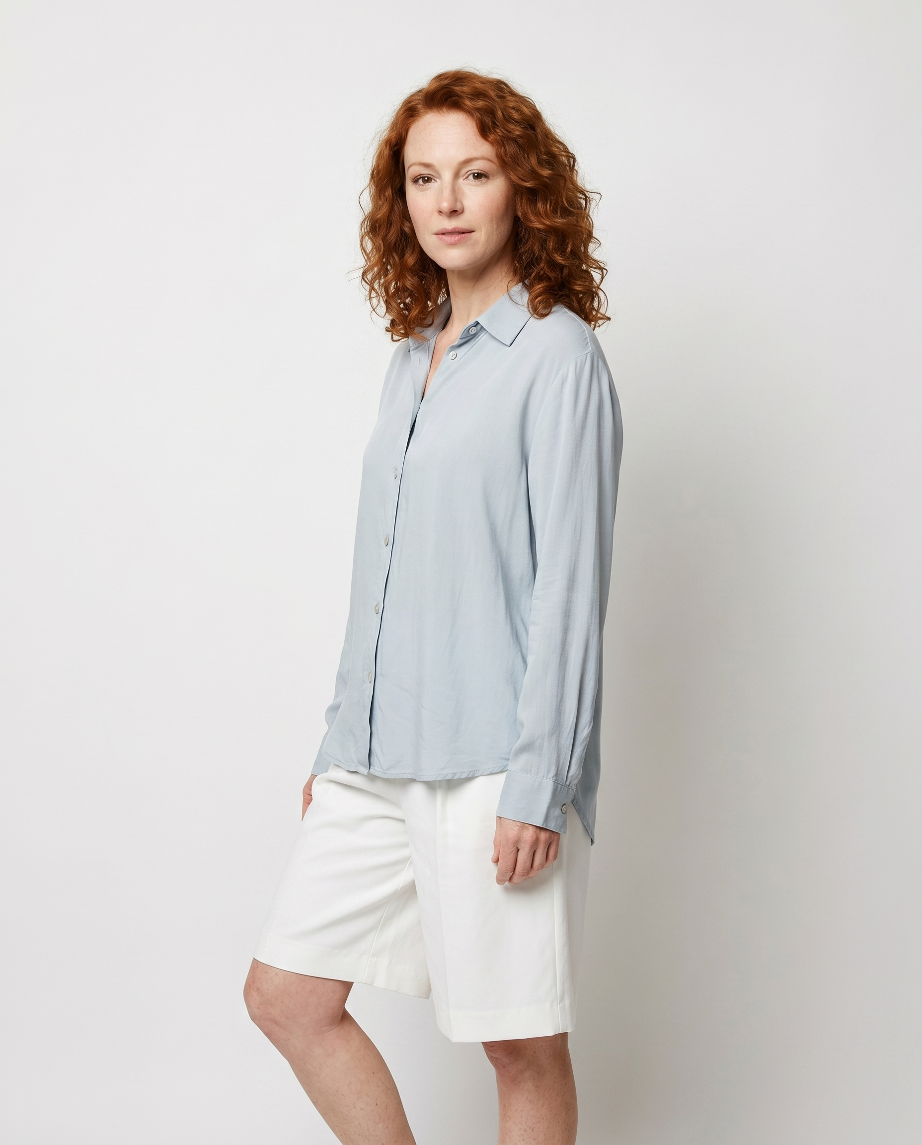 Longsleeve Viscose Shirt for Women with V-Neck