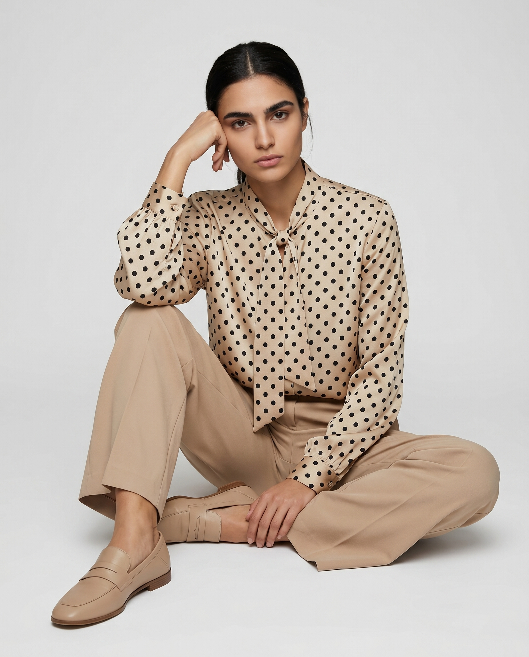 Polka‑Dot Viscose & Silk Blouse for Women