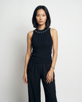 Viscose‑Blend Pearl Neck Top