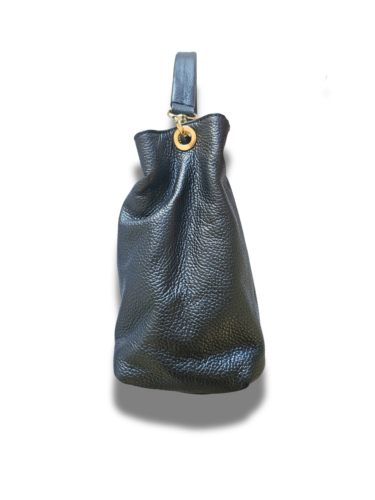 leder handtasche schwarz von de rseite