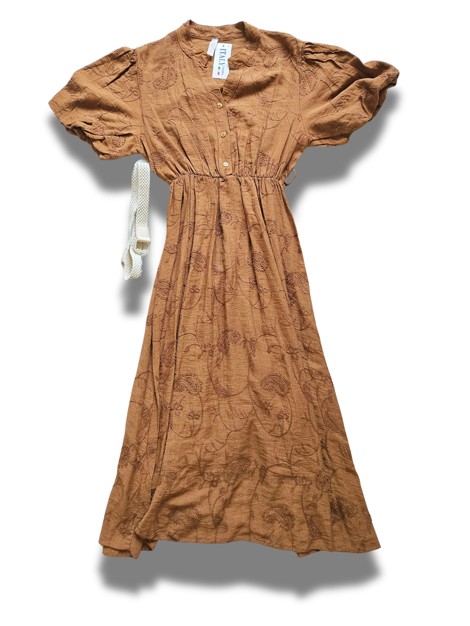Longue robe marron en viscose