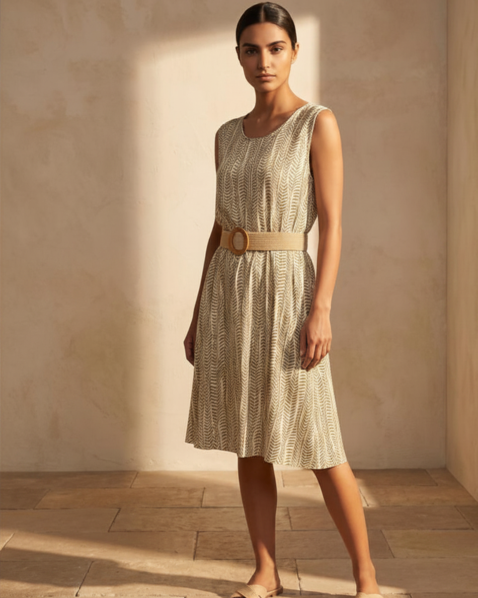 Viscose sleeveless Summer Dress with leaves Your Passion Fashion