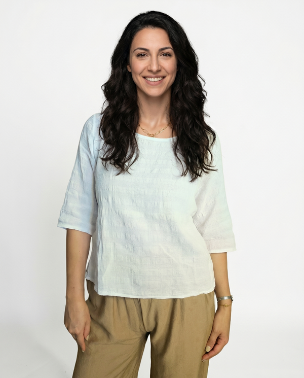 Weiße Bluse für Damen aus 100 % Baumwolle